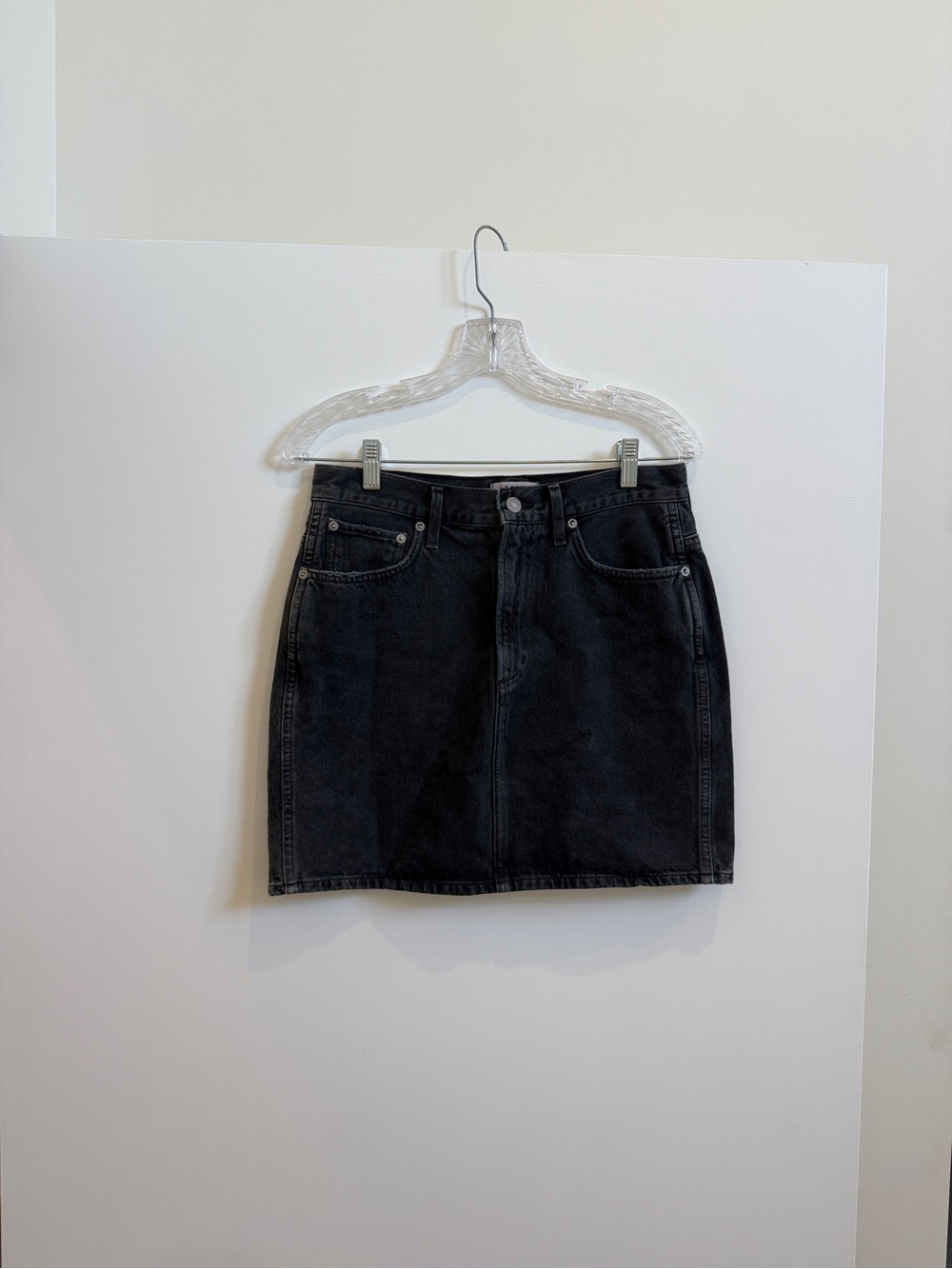 Agolde Black Denim Mini Skirt